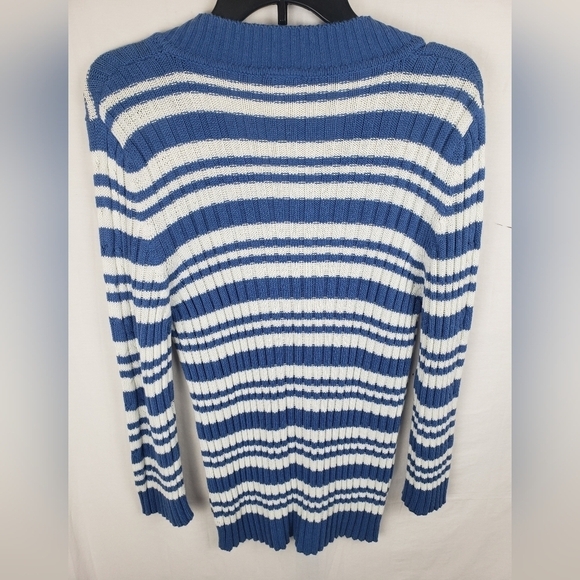 Faded Glory Blue and White Striped Sweater Sz XL - Picture 4 of 8